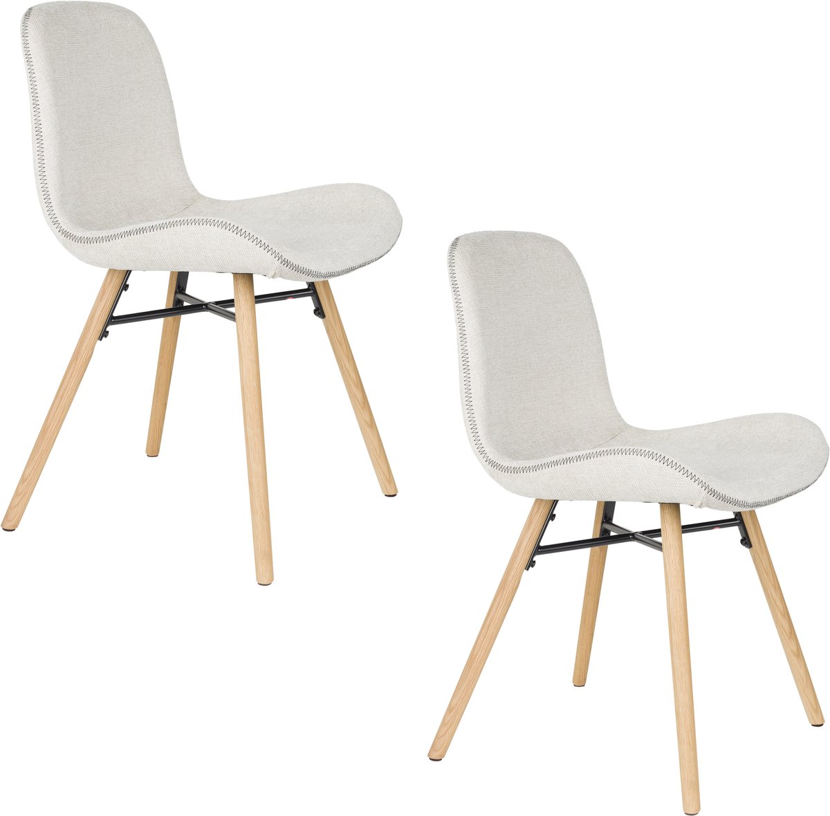 Housecraft Living Lester Eetkamerstoelen Houten poten Beige - Set van 2