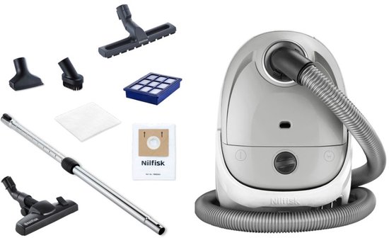 Nilfisk One Prime & Clean – Compacte stofzuiger met zak, 750 W motor, 3 L capaciteit, HEPA 13-filter en parketborstel