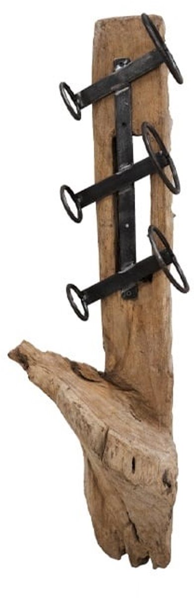 Hangend Wijnrek van Hout - Teakhout Suarhout Bruin - Wijnrek Teak - 3 Flessen - 82 x 28 x 22 cm