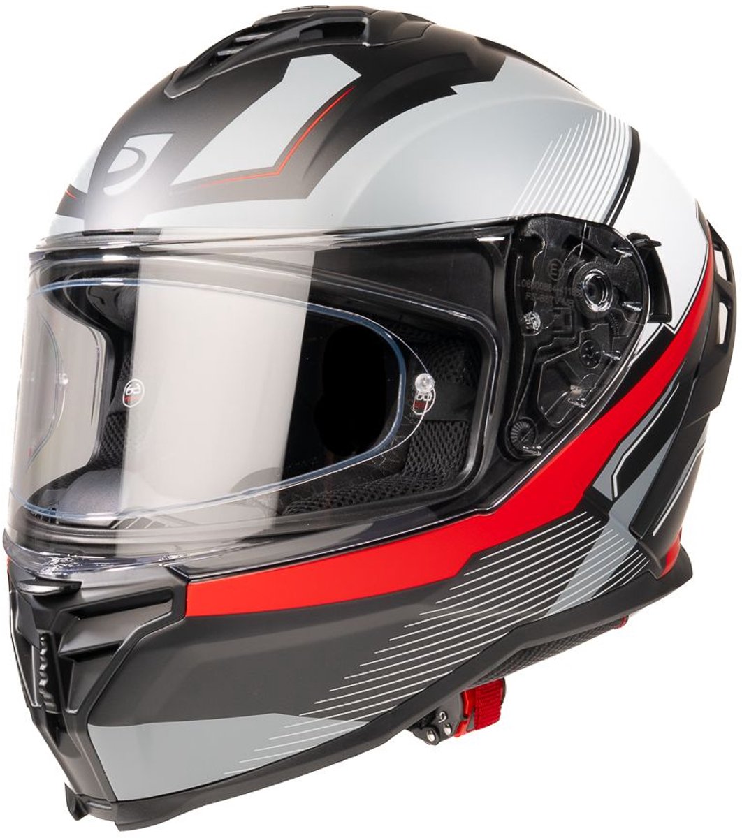 MOTOBLOUZ HYPERION LUX Integraalhelm - ECE 22.06 gekeurde Helm Scooter, Motor & Brommer - Heren & Dames - Zwart/Wit/Rood - S