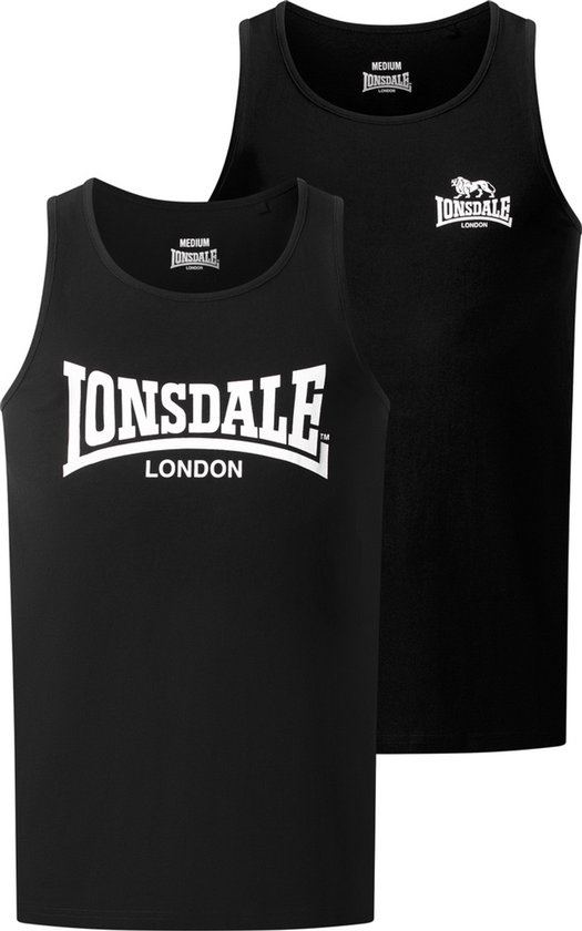 Lonsdale Tughall Singlet Coupe Normale Pack Double 117832 Black/White-4XL