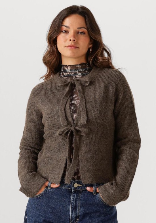 Object Objparvi Knit Cardigan Truien & vesten Dames - Sweater - Hoodie - Vest- Bruin - Maat XL