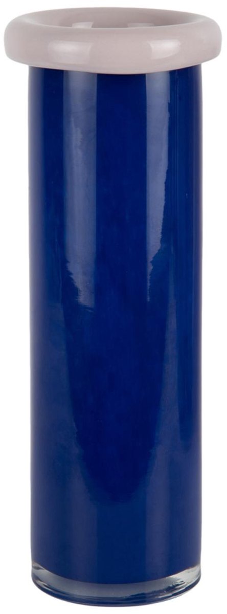 Present Time Vaas Plegado Xxl - Blauw - 12x12x33cm - Glas - Modern - Bloemenvaas - Woondecoratie - Decoratieve vaas voor woonkamer of slaapkamer