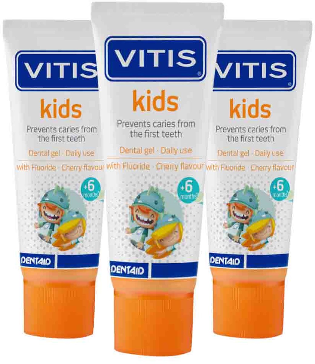 Vitis Tandpasta Kids 6m+ - 3 x 50 ml - Voordeelverpakking