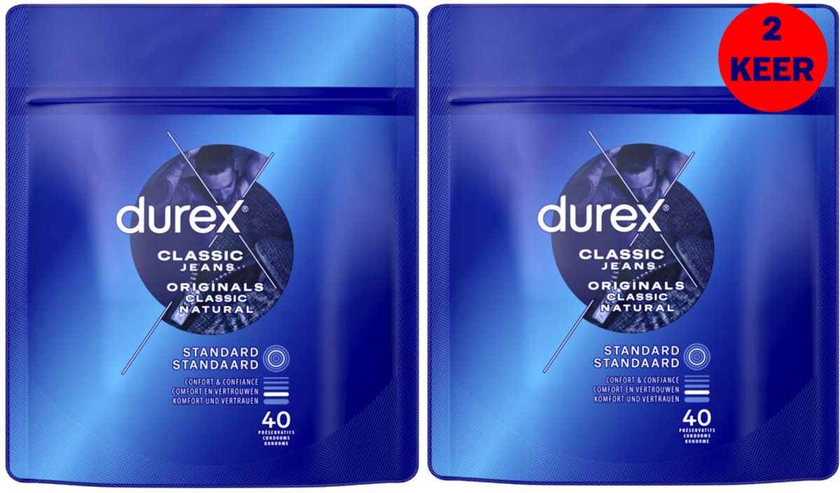 Durex - Condooms - Classic Natural 40st x 2 - Voordeelverpakking