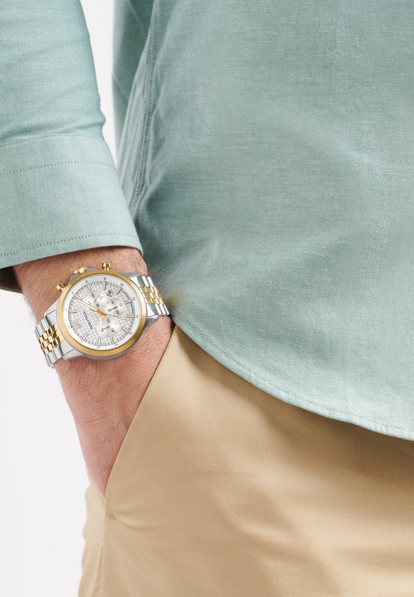 Nautica Nct Blueocean Quartz Analoog Horloge Tweekleurig Material 100% Roestvrij Staal 100% Acero Inoxidablearmband 45 mm NAPBOF408