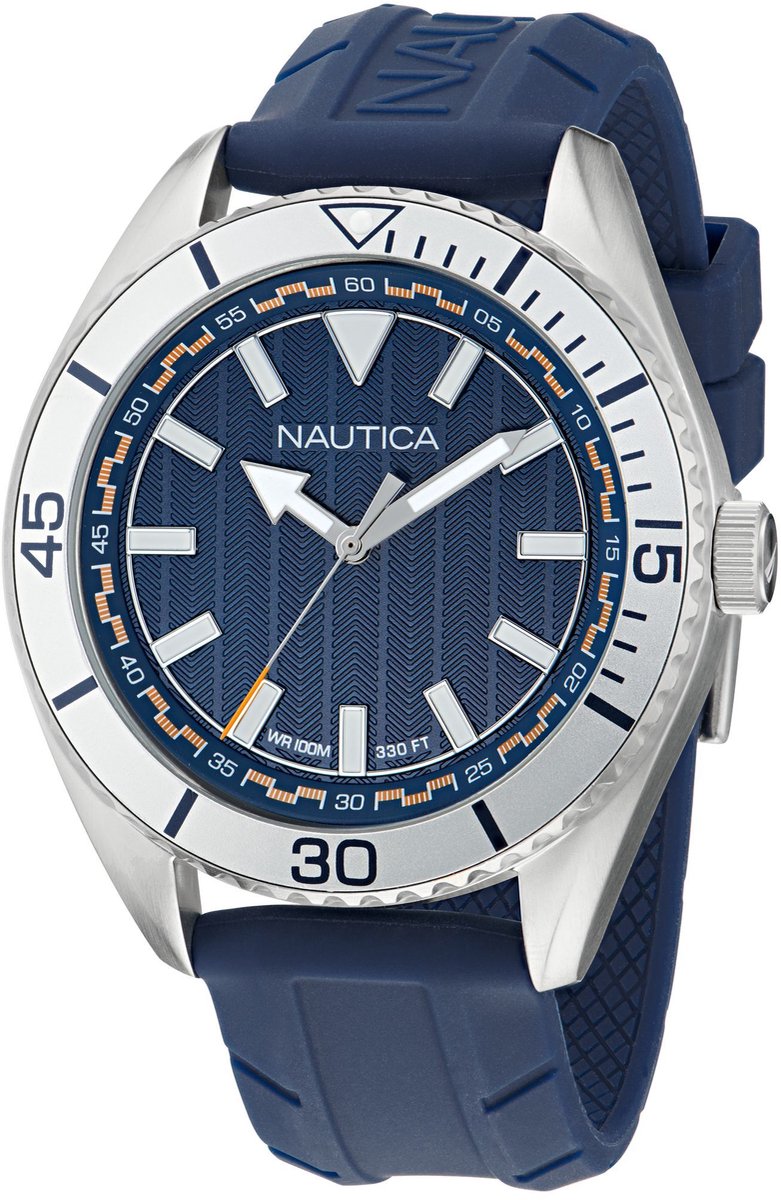Nautica Nct Windward Quartz Analoog Horloge Blauw Material 100% Roestvrij Staal 100% Siliconaarmband 44 mm NAPWWF501, NAPWWF502