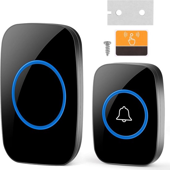 Besjaar® Draadloze Deurbel - Deurbel - Draadloos - Inclusief Batterijen - IP44 Waterdicht - Deur Bel - Deurbellen - Wireless doorbell - Met Ontvanger - Zwart - deurbel draadloos