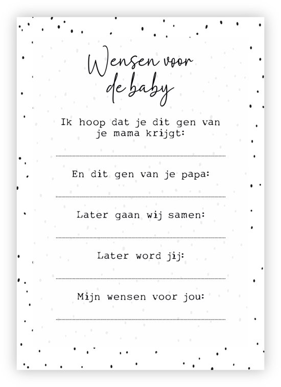 Babyshower Invulkaarten - 10 stuks - Babyshower voorspelkaarten - Kaartenset - A6 formaat - Wensjegeluk van Babyshower — afbeelding 2