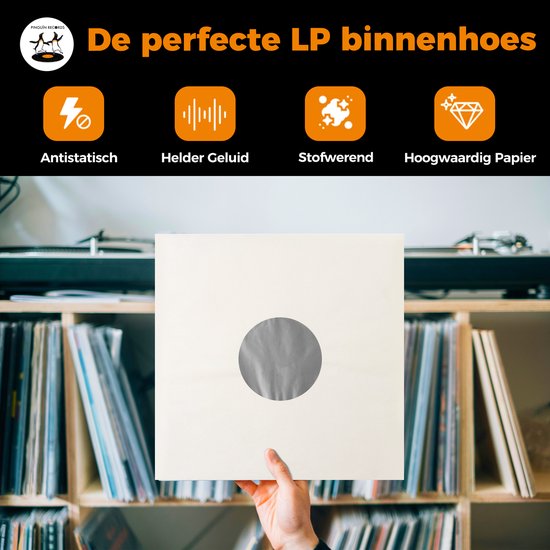 LP beschermhoezen - LP hoezen - Antistatische voering binnenhoes - 25 stuks - LP binnenhoezen - Wit - 80 gram - Vinyl hoezen