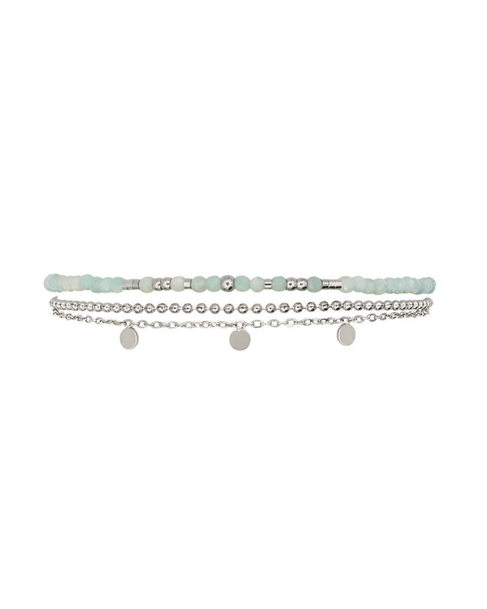 Mint15 Armband 'Alexis' - Amazoniet - Zilverkleur RVS/Stainless Steel