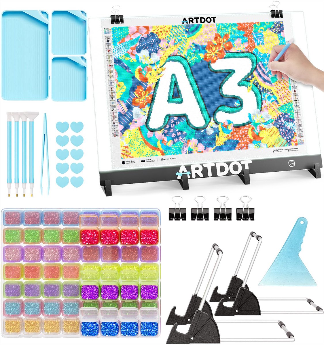 Diamond Painting Lichtplaat - Met instelbare helderheid en standaard - Voor 5D Diamond Painting - A3