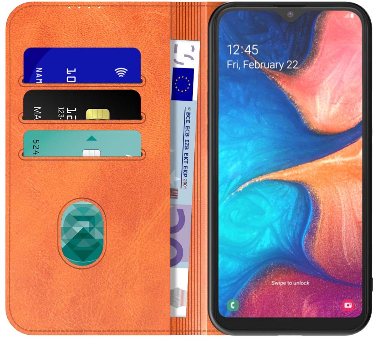 Geschikt voor Samsung Galaxy A20e Telefoonhoesje Bruin Kunstleer Met Magnetische Sluiting - Portemonnee BookCase Met Pasjeshouder - ProtX