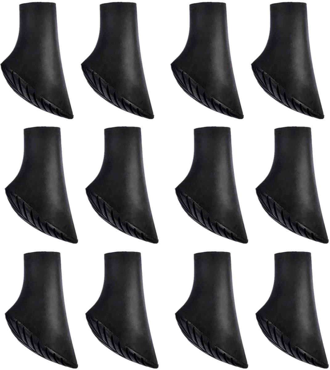 Nordic Walking Pads, 12 stuks/6 paar antislip trekkingrubberbuffers, wandelasfaltrubberbuffers voor alle gangbare Nordic Walking-stokken en wandelstokken voor grind en bergen (10 mm)