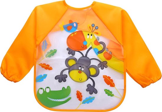 3 Stuks - Baby Slabbetjes met Mouwen - Aapje Leeuw Giraf - Waterproof - Waterdicht - Slab - Knutselschort - Leeftijd: 9 maanden - 2,5 jaar van Merkloos — afbeelding 5