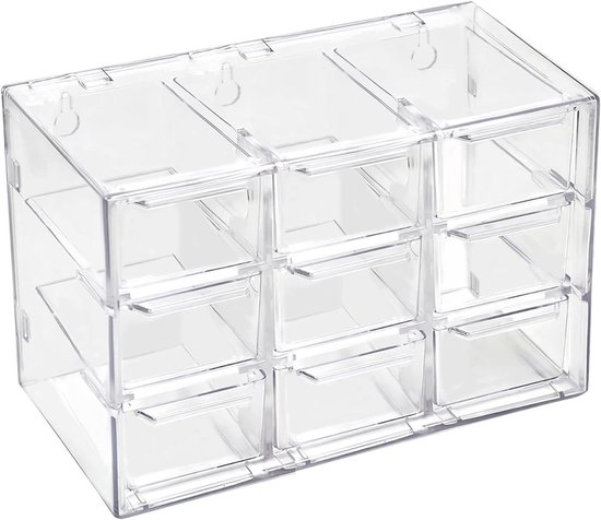 Allecto Plus - Boîte de rangement avec 9 tiroirs, organiseur de bureau, boîte de rangement empilable