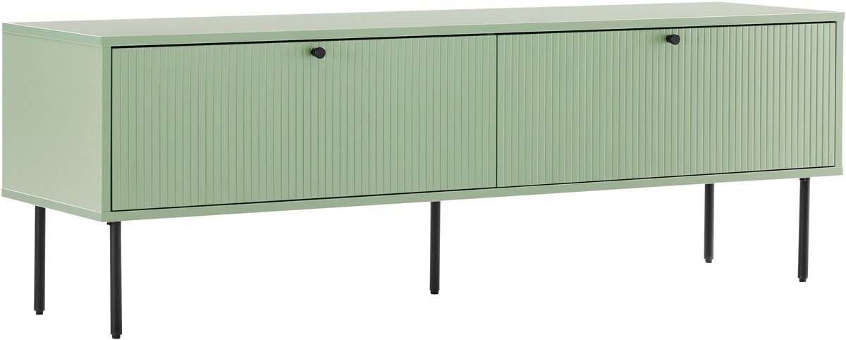 Oviala - TV-meubel met 2 deuren in staal en MDF decor 150 cm saliegroen - Romeo