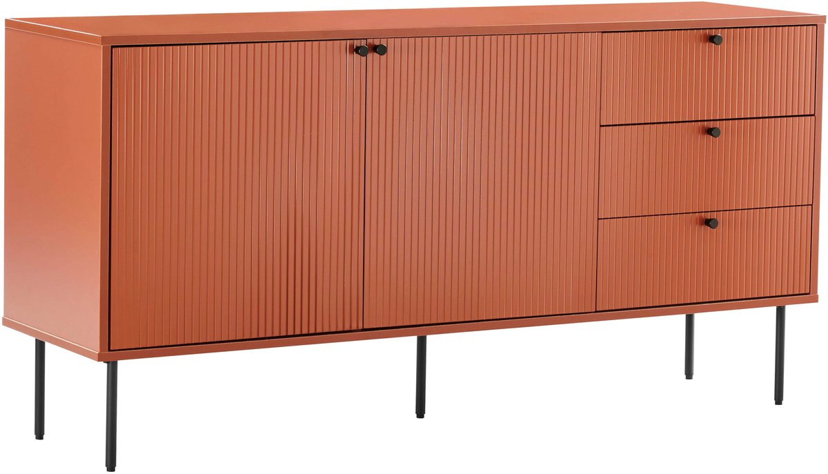 Oviala - Dressoir 2 deuren en 3 laden melamine decor 150 cm oranje - Romeo