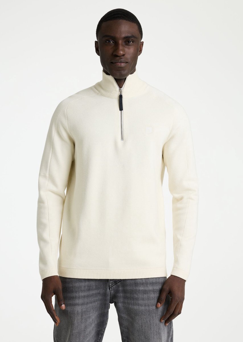 CHASIN' Heren Trui - Oscar Half Zip - Off-White