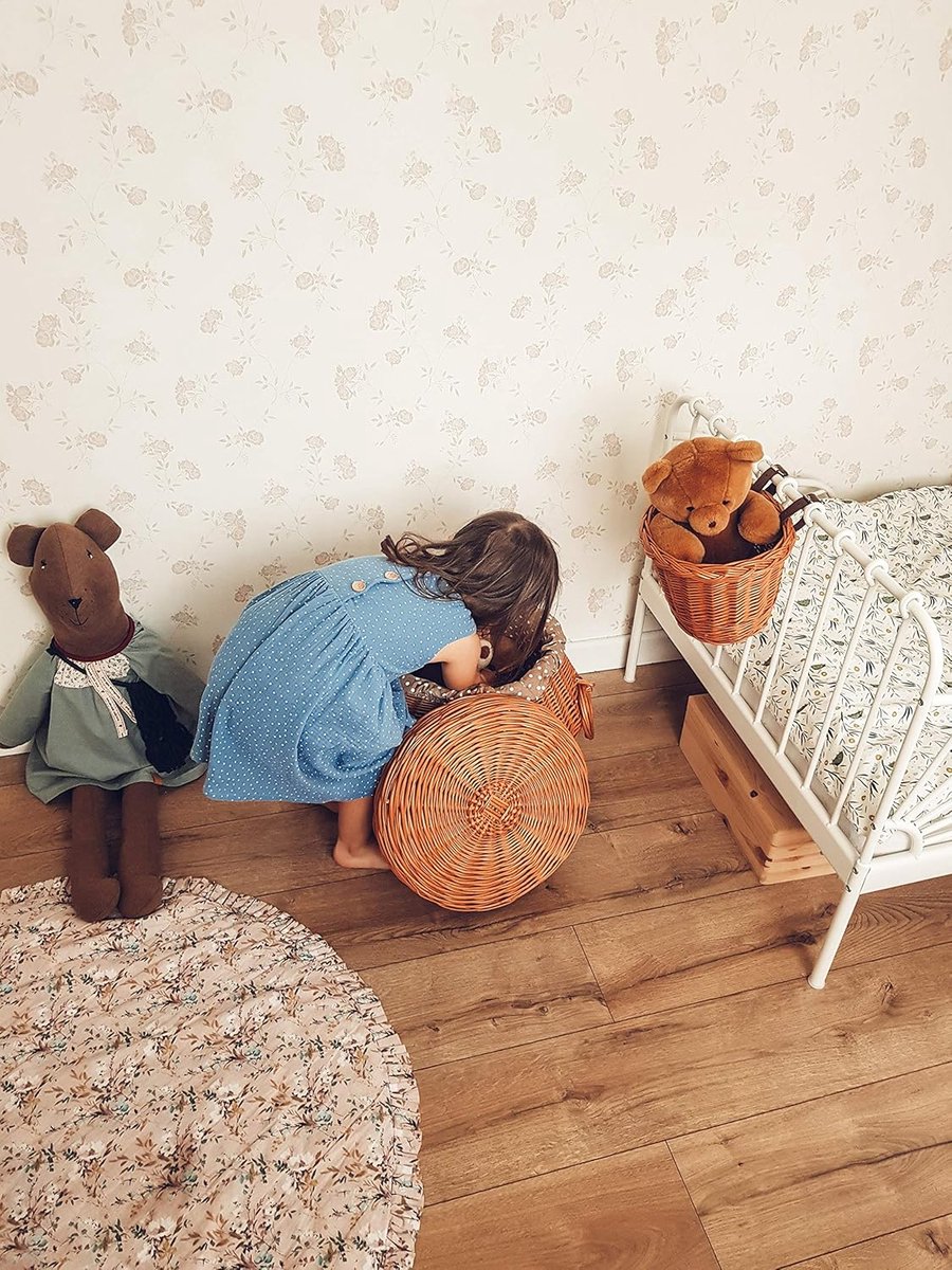 e-wicker24 Alles aus Weide Kleine ronde wasmand, wasmand van wilgentenen, wasmand met deksel, donkerbruine wasmand, rieten mand voor wasgoed