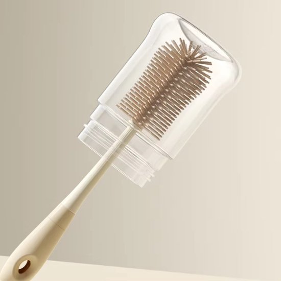 3-Delig - Flessenborstel Baby - Beige - BPA vrij - Siliconen van Merkloos — afbeelding 4