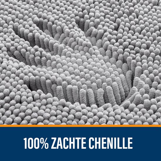 Badmat antidérapant Olanly - Tapis de douche - Tapis de Badmat - Tapis de sol - Tapis de bain en chenille - Grijs - 61 x 120 cm