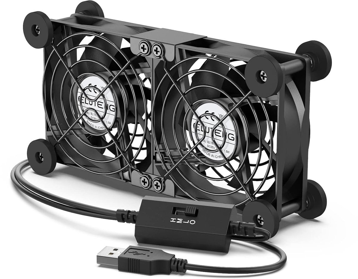 USB 2-in-1 Ventilator met 3 Snelheden en Schokabsorberende Voeten