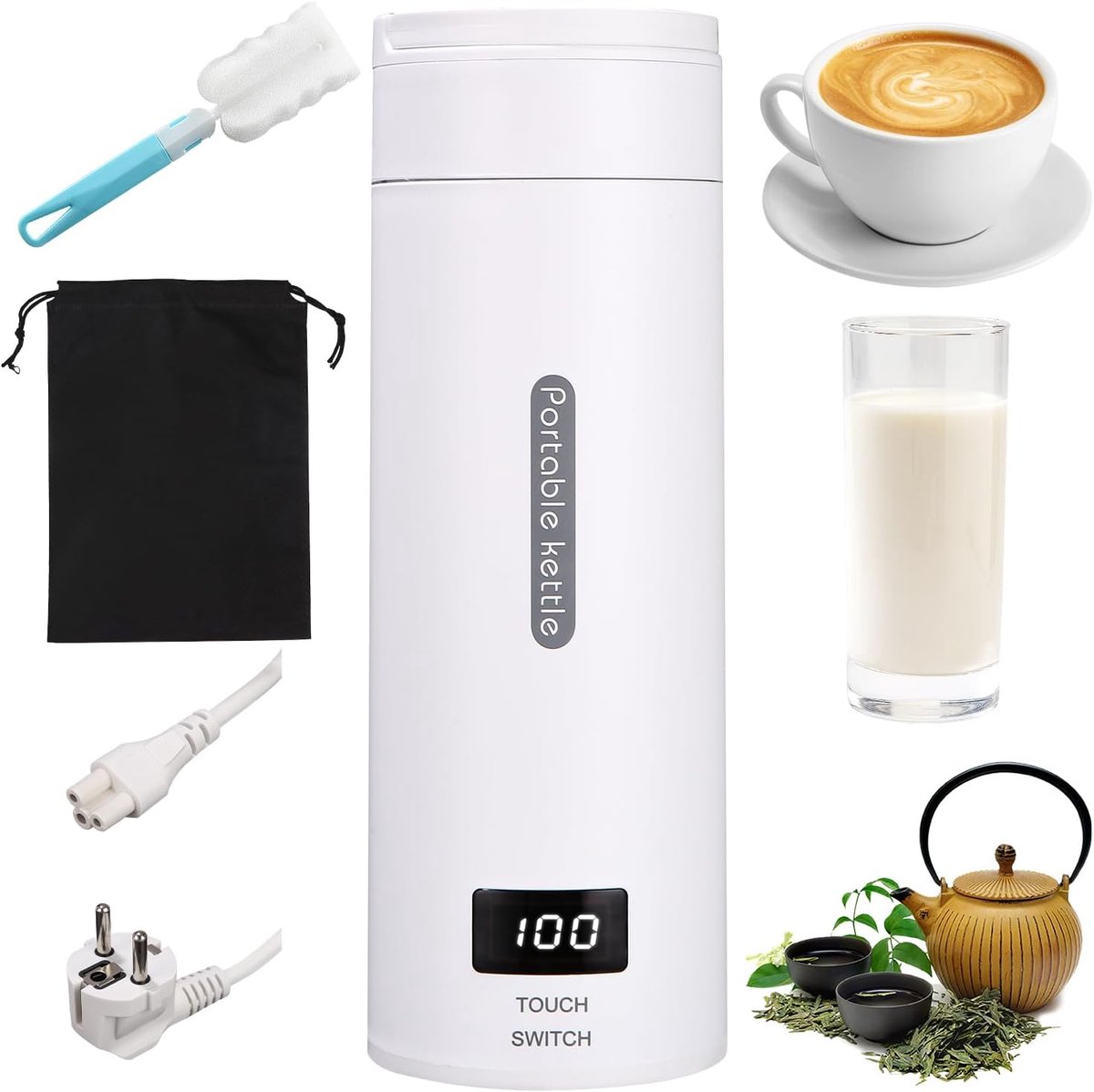 Draagbare Mini Waterkoker 500 ml met 4 Temperatuurinstellingen en Automatische Uitschakeling