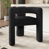 Fauteuil Salon En Tissu Teddy - Gris Foncé - 55x62x68,5 Cm - Confort Ergonomique - Pour Salon, Bureau, Salle à Manger