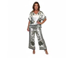 Lounge Mode Dames Set - Satijn Look - Zomer - Vakantie - Kledingset - Wit