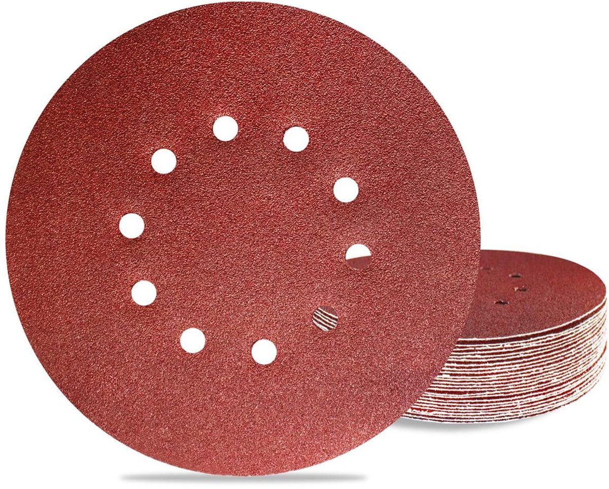 Allecto plus - Rond schuurpapier voor gipsplaten, klittenband, 225 stuks - P80 korrelgrootte, excentrische schuurmachine