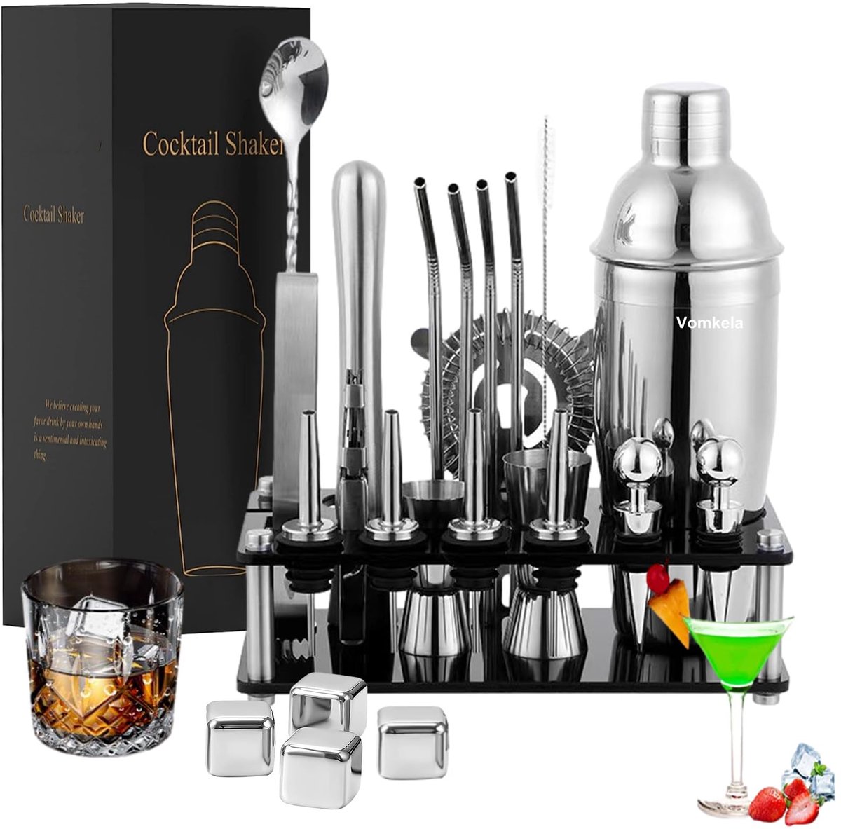 Azomor® Complete cocktailset met shaker en accessoires voor perfecte mixdrankjes