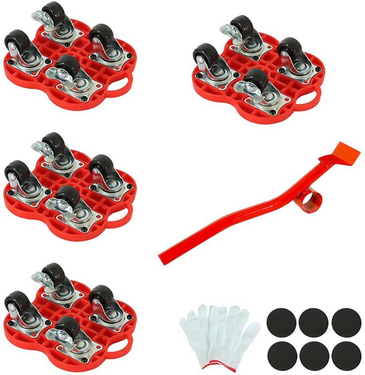 Allecta - Meubelwielen met rem, antislip en zware belasting, 360° geluidsarme meubelroller met meubellifter