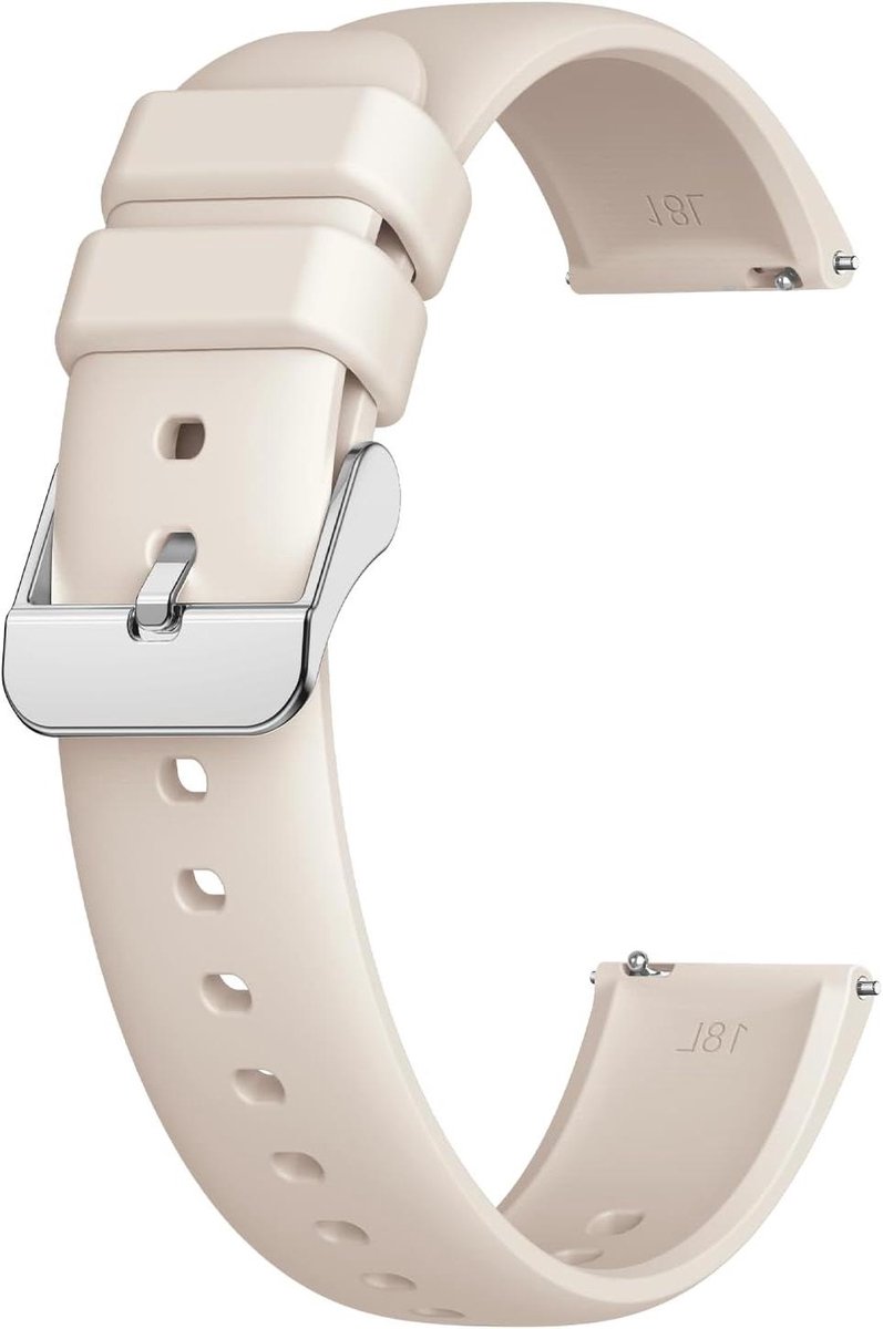 Allecto plus - Horlogebandje 18 mm silicone snelsluiting wit dames. Smartwatch polshorloge sporthorloge bandjes.