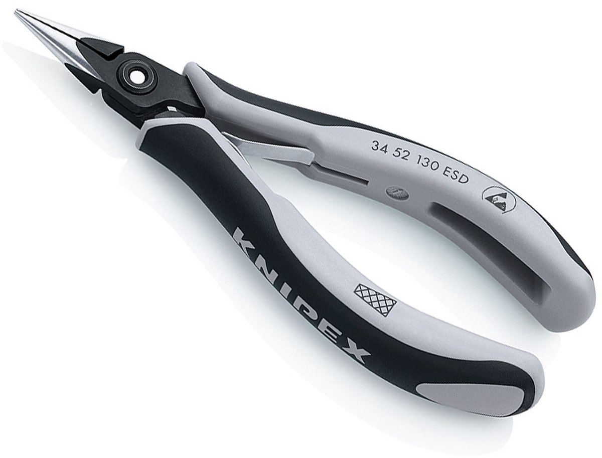 Knipex 34 52 130 ESD Platte rondbektang ESD Chroom-vanadium kogellagerstaal 130 mm