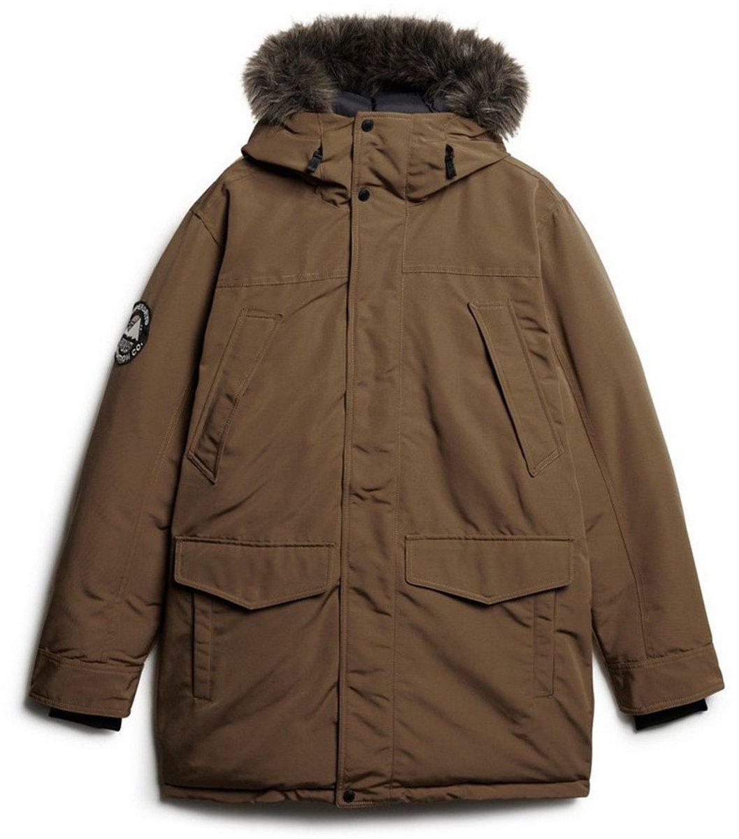 Superdry Everest Parka Jas Met Imitatiebont Heren Gewatteerde jassen Bruin