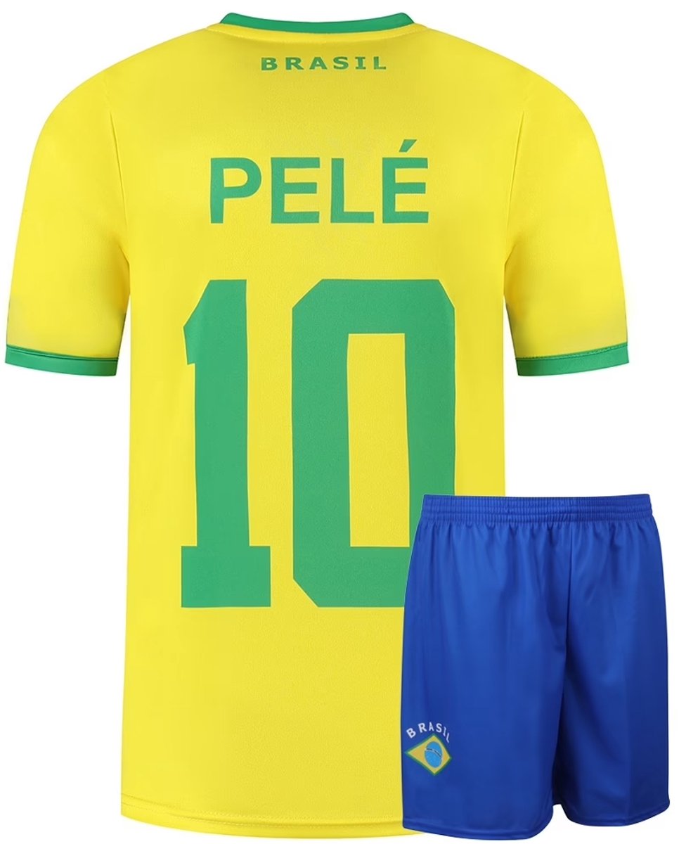 Brazilie Voetbaltenue Thuis Pele - Voetbal Tenue Kinderen - Shirt en Broekje - Jongens en Meisjes - Volwassenen - Heren en Dames - Maat XXL