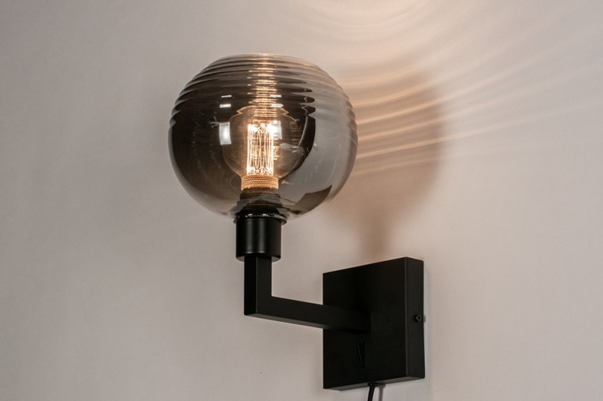 Lumidora Wandlamp 31034 - Voor binnen - NAPELS - E27 - Zwart - Grijs - Metaal