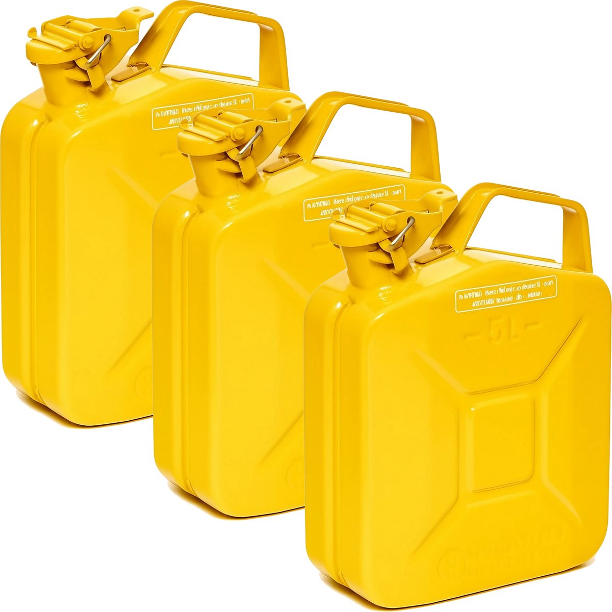BW® Fuel Canister Metalen Benzineblik - Jerrycan 3x 5 Liter - Geel - TÜV-getest en UN-goedgekeurd - Gemaakt in Europa