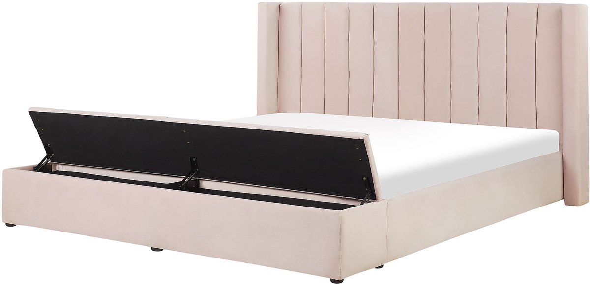 BELIANI NOYERS - Bed met opbergruimte - Pastelroze - 180 x 200 cm - Fluweel