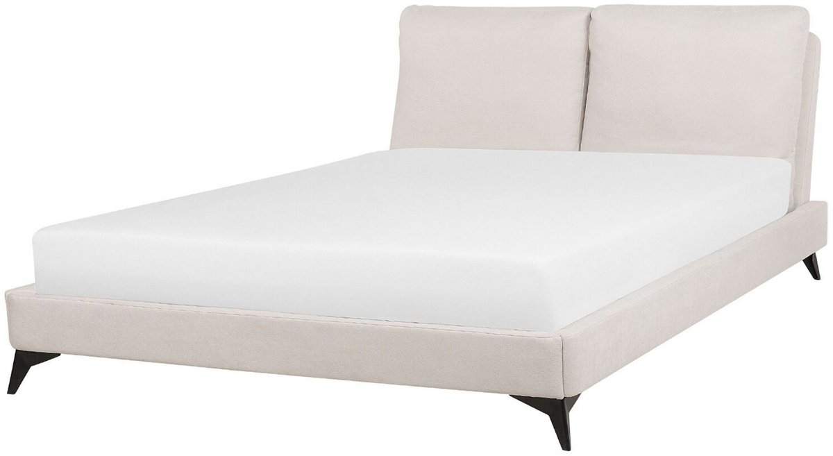 MELLE - Tweepersoonsbed - Lichtbeige - 160 x 200 cm - Chenille