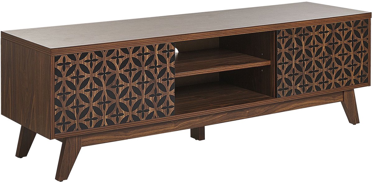 Beliani PRESCOT - TV-meubel - Donkere houtkleur - MDF Bruin