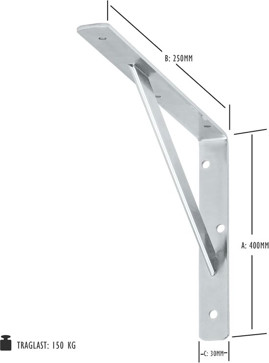 Plankdrager Radiator siwitec plankdrager 400 x 250 x 30 mm, verzinkt, set van 6 ...
