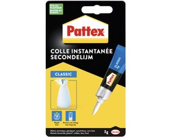 Pattex Classic 3 g Extra sterke Superlijm voor Rubber, Metaal, Glas, Kunststof, Keramiek, Hout, Leder, Porselein & Meer - Secondelijm - Super Glue