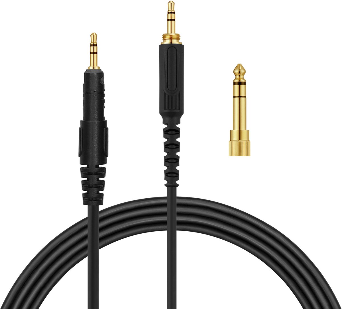 kwmobile vervangende koptelefoonkabel 3,5mm jack - geschikt voor AudioTechnica ATH-M50X / M40X / M60X / M70X - 120 - In zwart