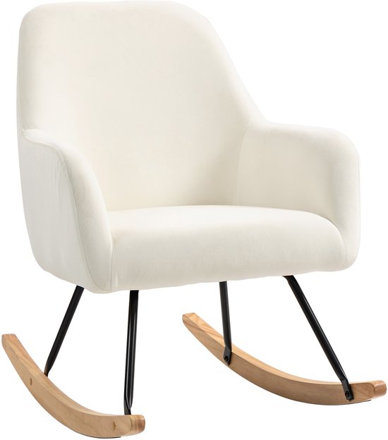 Fauteuil à bascule HOMCOM - Polyester - 85 x 68 x 89 cm - Blanc crème
