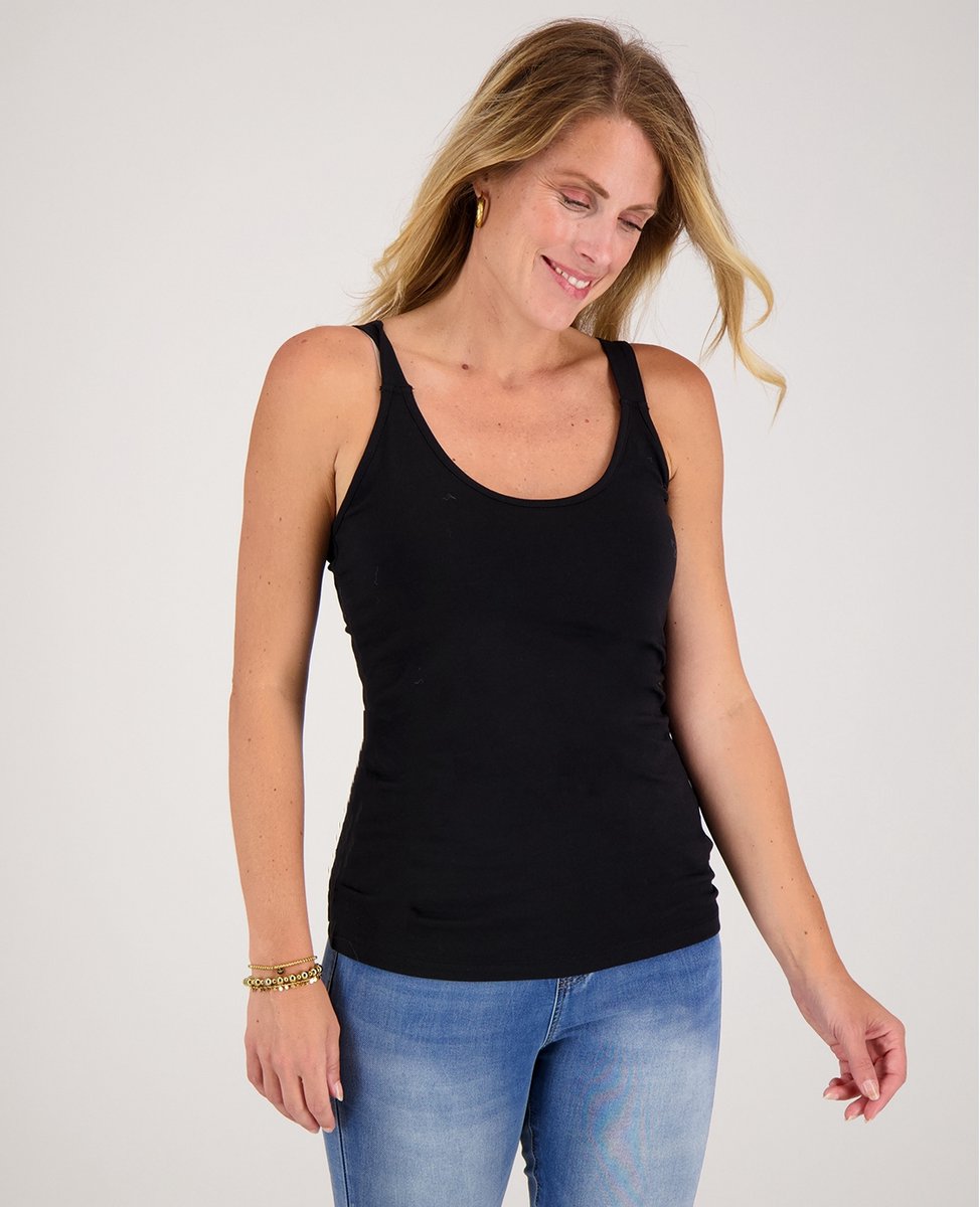 Je m'appelle Dames Top Met stretch - Zwart - Maat L
