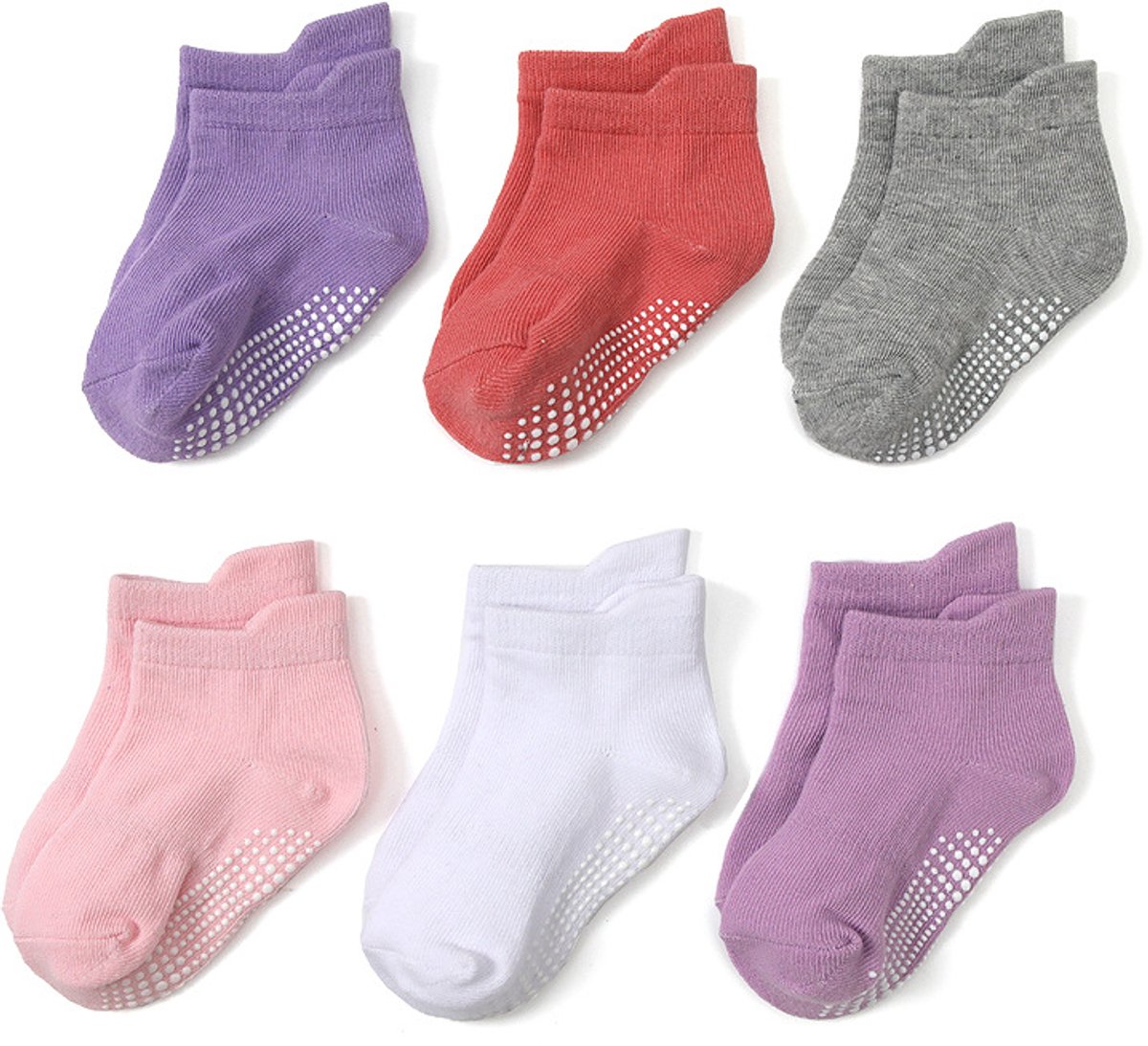 Antislipsokken voor kinderen, 6 paar, ABS-sokken, kinderen, baby, meisje, peuter, antislip, 0-10 jaar