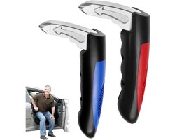 2 stuks - Autodeurgreephulp - Autodeurgreep voor Ouderen - Steunstang voor de Deurgreep - Voertuigsteun - Gordelsnijder - Ruitenbreker - Ergonomie - Auto-noodhulpmiddel - Geschikt voor alle Voertuigen - Autogadgets - Blauw en rood