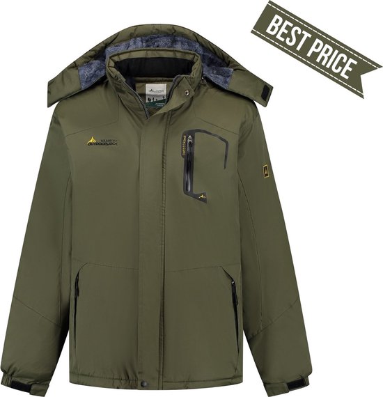 Winterjas - Heren winterjas - Outdoor jas - Wintersport - Waterdicht - Thermisch - Windjack - Maat L - Groen